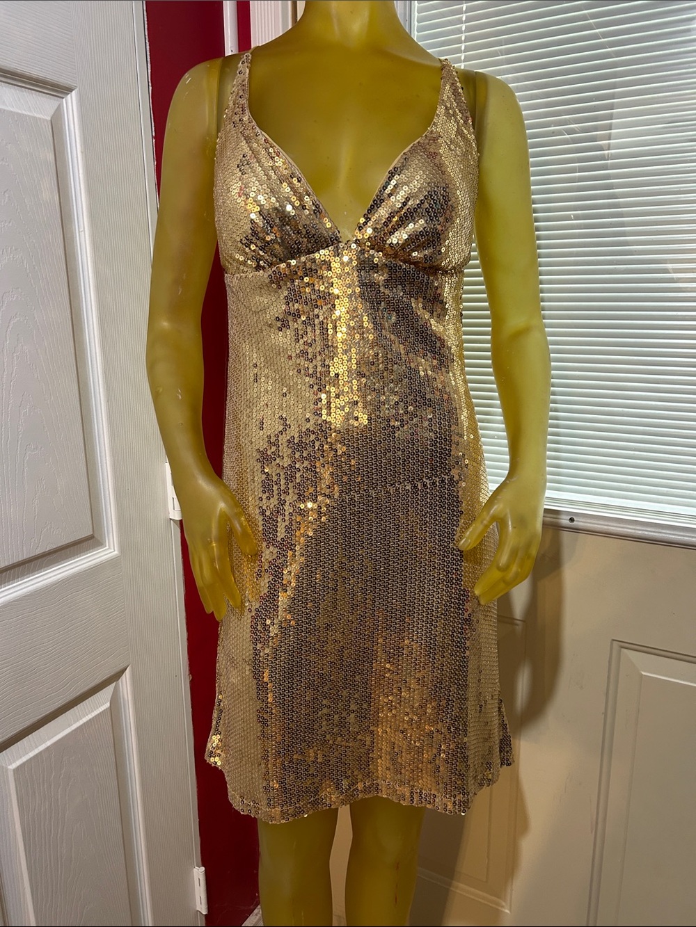 B Darlin Gold Sequin V-Neck Mini Dress